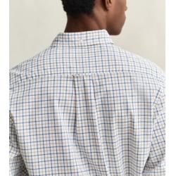 Chemise GANT - Popeline de Coton à Carreaux - Taupe Beige - Coupe Regular