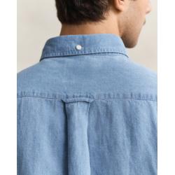 Chemise GANT - Coton et Lin Indigo - Bleu Clair - Coupe Regular
