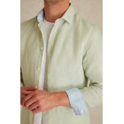 Chemise Vicomte A. Slim - Lin Vert Sauge - Manches Longues