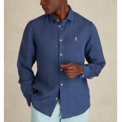 Chemise Vicomte A. Slim - Lin Bleu Océan - Manches Longues