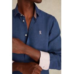 Chemise Vicomte A. Slim - Lin Bleu Océan - Manches Longues