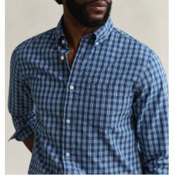 Chemise GANT - Carreaux Indigo - Coupe Regular - Manches Longues