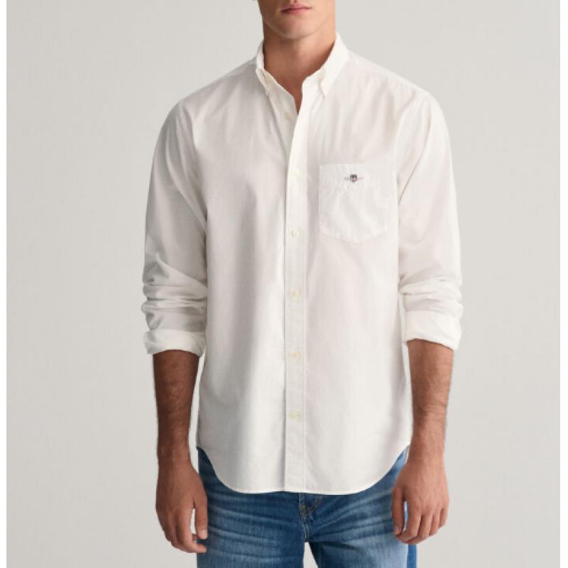 Chemise GANT - Popeline Blanche - Coupe Regular - Manches Longues