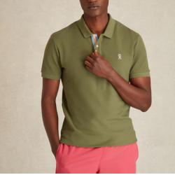 Polo Vicomte A. - Coupe Ajustée en Coton - Vert Romarin à Détails Bicolores