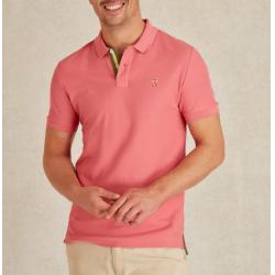 Polo Vicomte A. - Coupe Ajustée en Coton - Rose Salin à Détails Bicolores