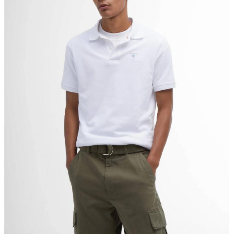 Polo Barbour - Style Anglais à Manches Courtes - Blanc - Coupe Regular