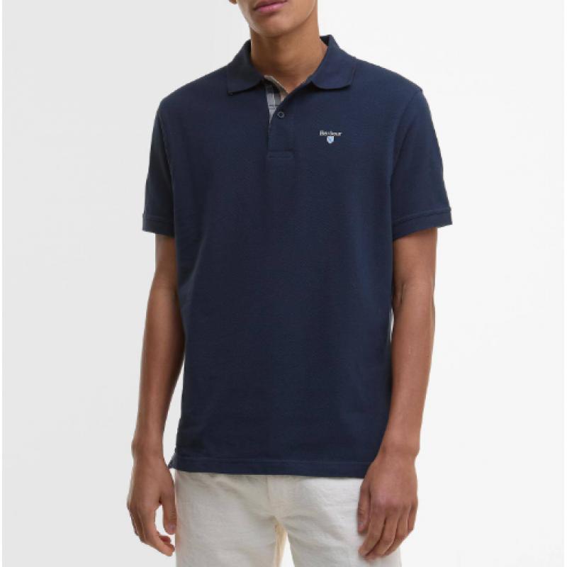 Polo Barbour - Style Anglais en Piqué Tartan - Bleu Marine - Coupe Regular