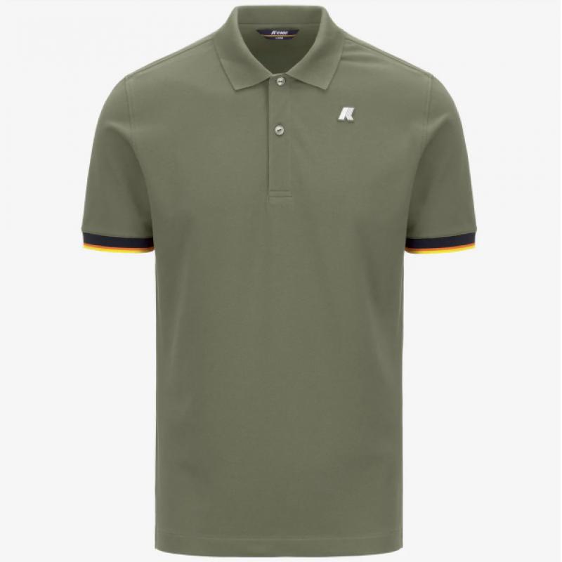 Polo K-Way - Slim en Piqué Stretche - Vert Lichen