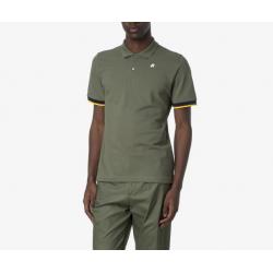 Polo K-Way - Slim en Piqué Stretche - Vert Lichen
