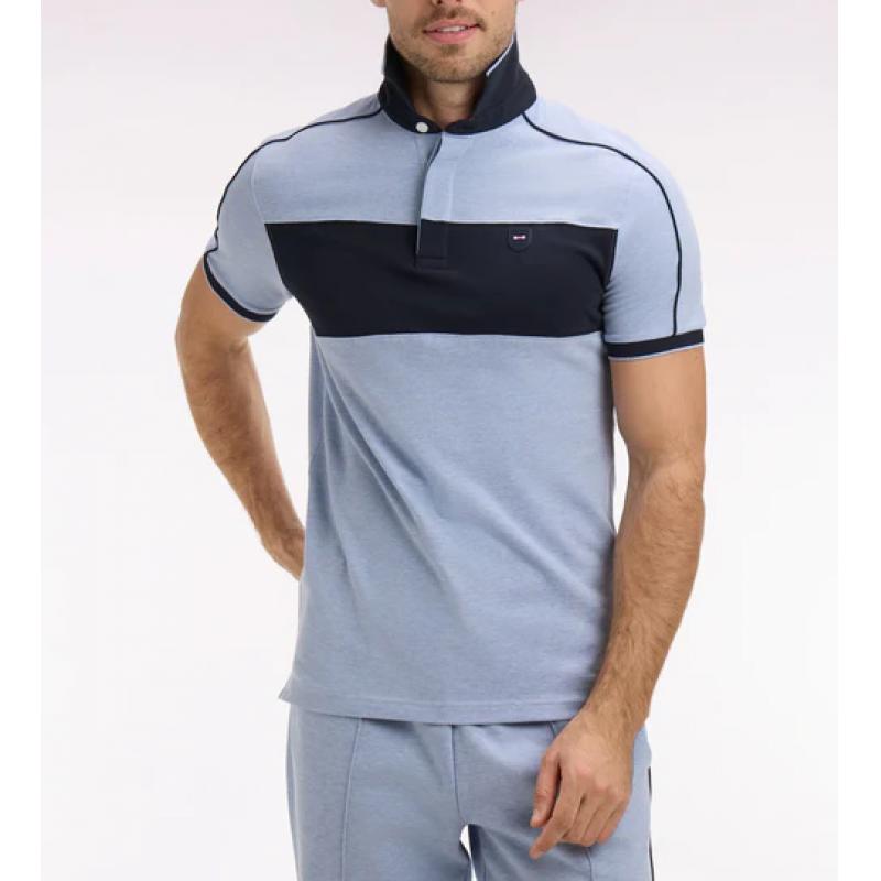 Polo Eden Park - Slim Bleu Ciel en Coton Stretch - Manches Courtes