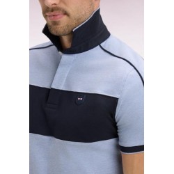 Polo Eden Park - Slim Bleu Ciel en Coton Stretch - Manches Courtes