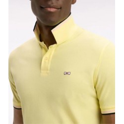 Polo Eden Park - Jaune Clair en Coton - Détails Rayés - Coupe Regular