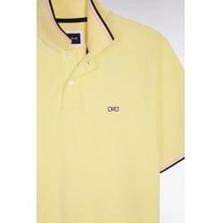 Polo Eden Park - Jaune Clair en Coton - Détails Rayés - Coupe Regular