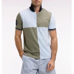 Polo Eden Park - Kaki et Bleu Ciel en Coton - Manches Courtes