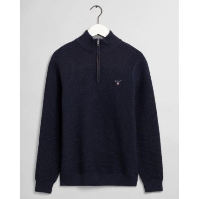 GANT Pull à demi-zip avec motif à triangles Texture. GANT Pull à demi-zip avec motif à triangles Texture.