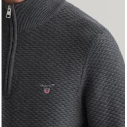 GANT - PULL EN COTON A DEMI-ZIP TEXTURE